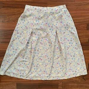 Fundamental Things Vintage Pleated Midi Skirt Size 12 Women Floral Office